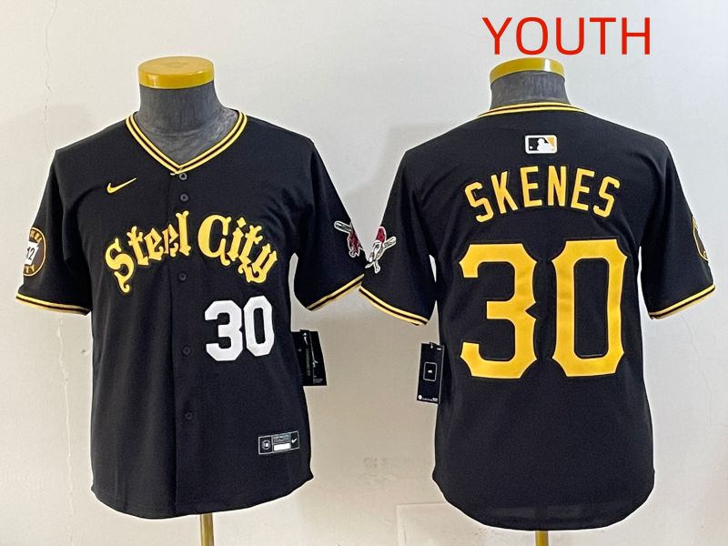 Youth 2025 Pittsburgh Pirates #30 Skenes Black Game Nike MLB Jersey style 7157->youth mlb jersey->Youth Jersey